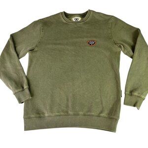 Mens Buckle Vissla Pullover Green Embroidered Patch Fleece Lining M Surf Skate​